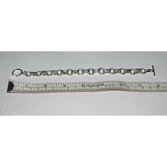 Silver Double Link Toggle Bracelet - NEW - Picture 3 of 7